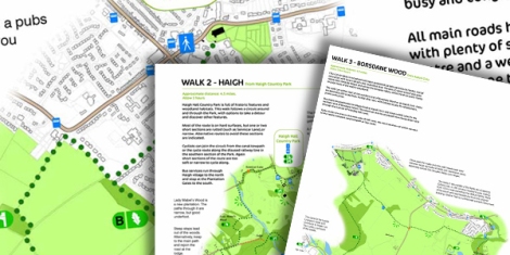 Maps designed for walks around Haigh and Standish in Lancashire.